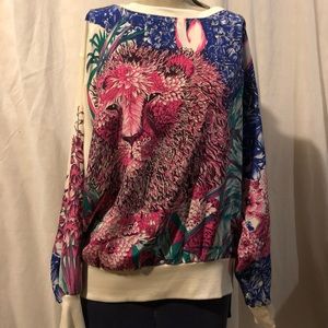 Vintage Silk Floral Lion Long Sleeve